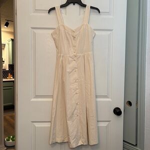 Chic Cream Button-Front Midi Dress